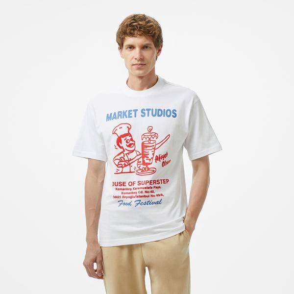 Market x HOSS Doner Erkek Beyaz T-Shirt
