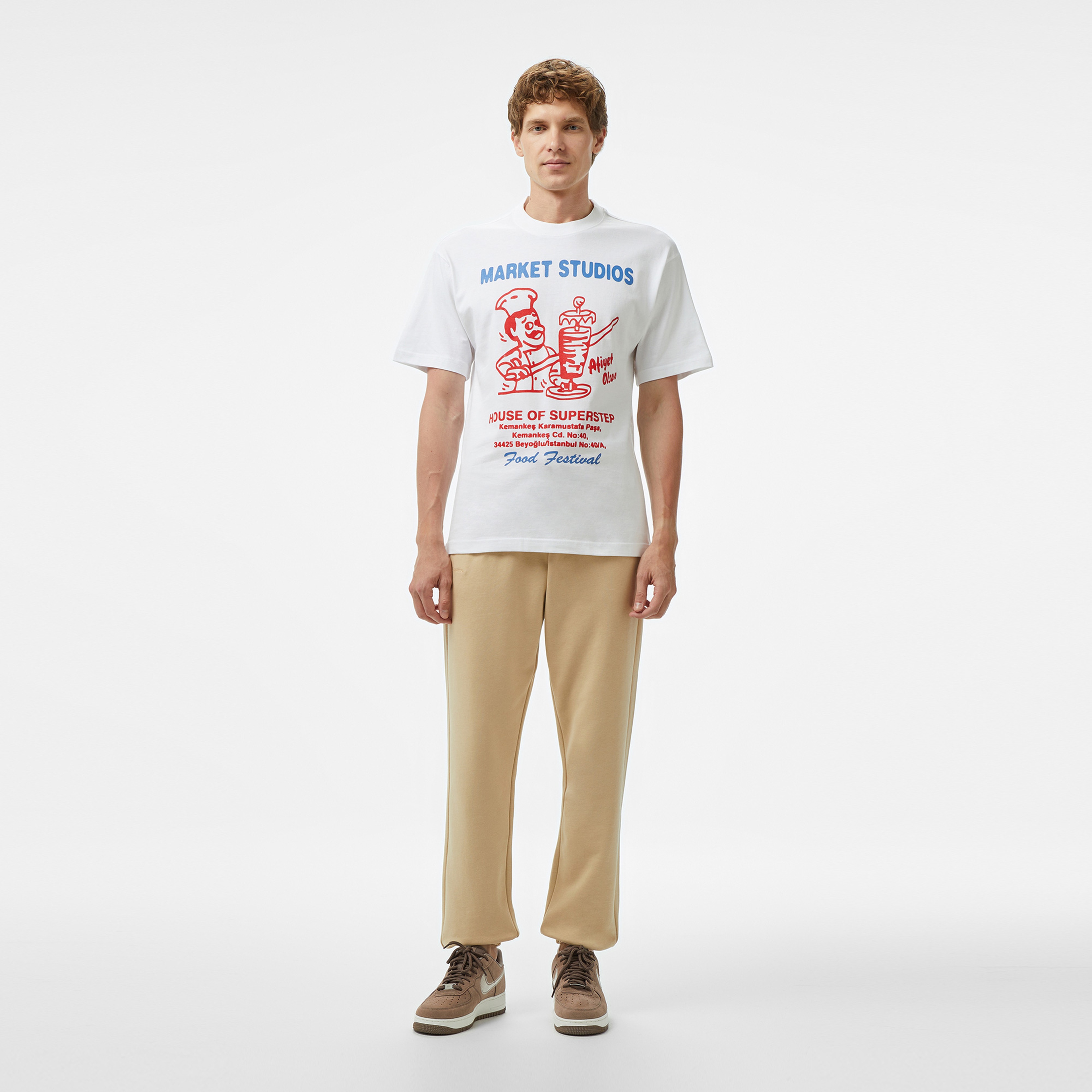 Market x HOSS Doner Erkek Beyaz T-Shirt