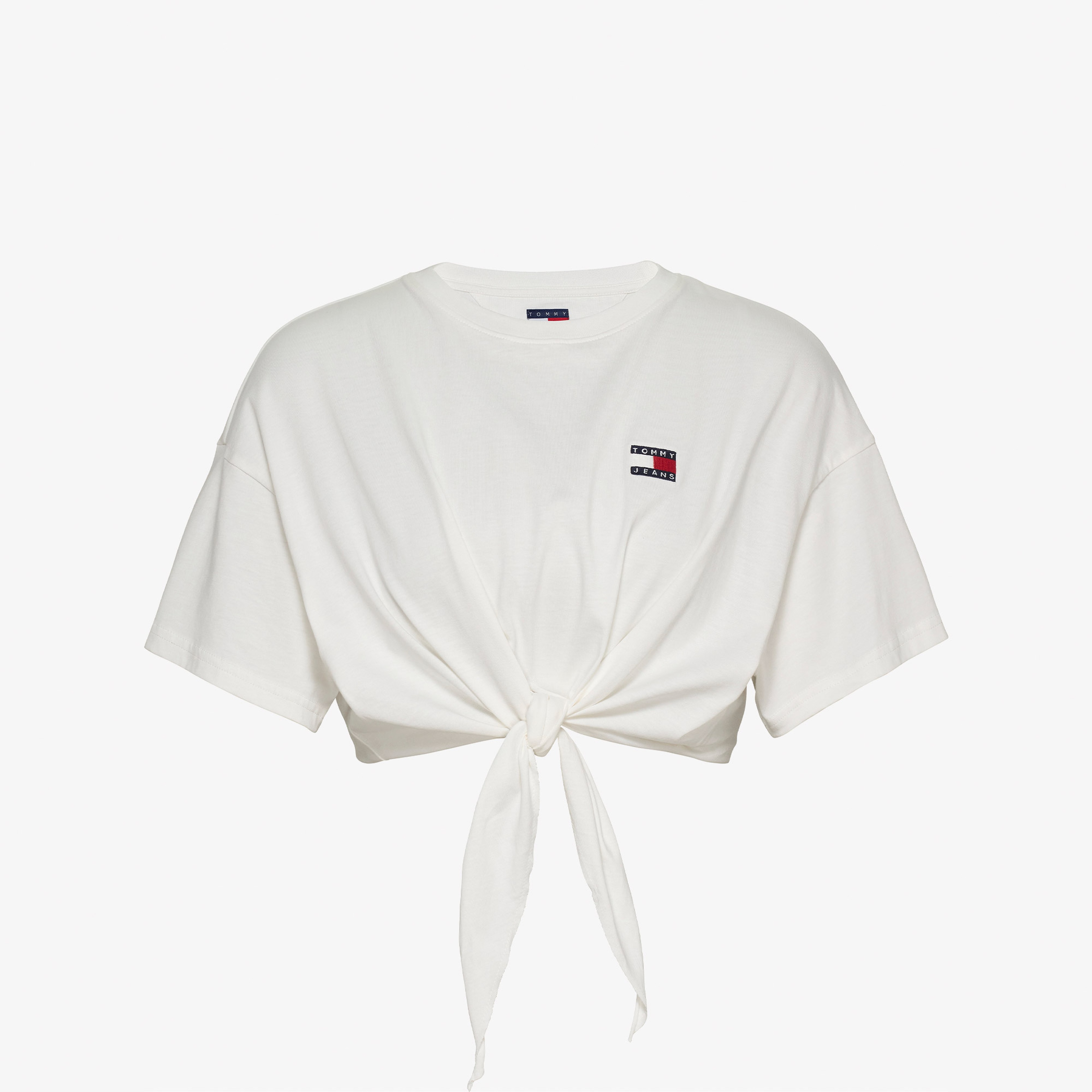 Tommy Jeans Regular Waist Tie Badge Kadın Beyaz T-Shirt