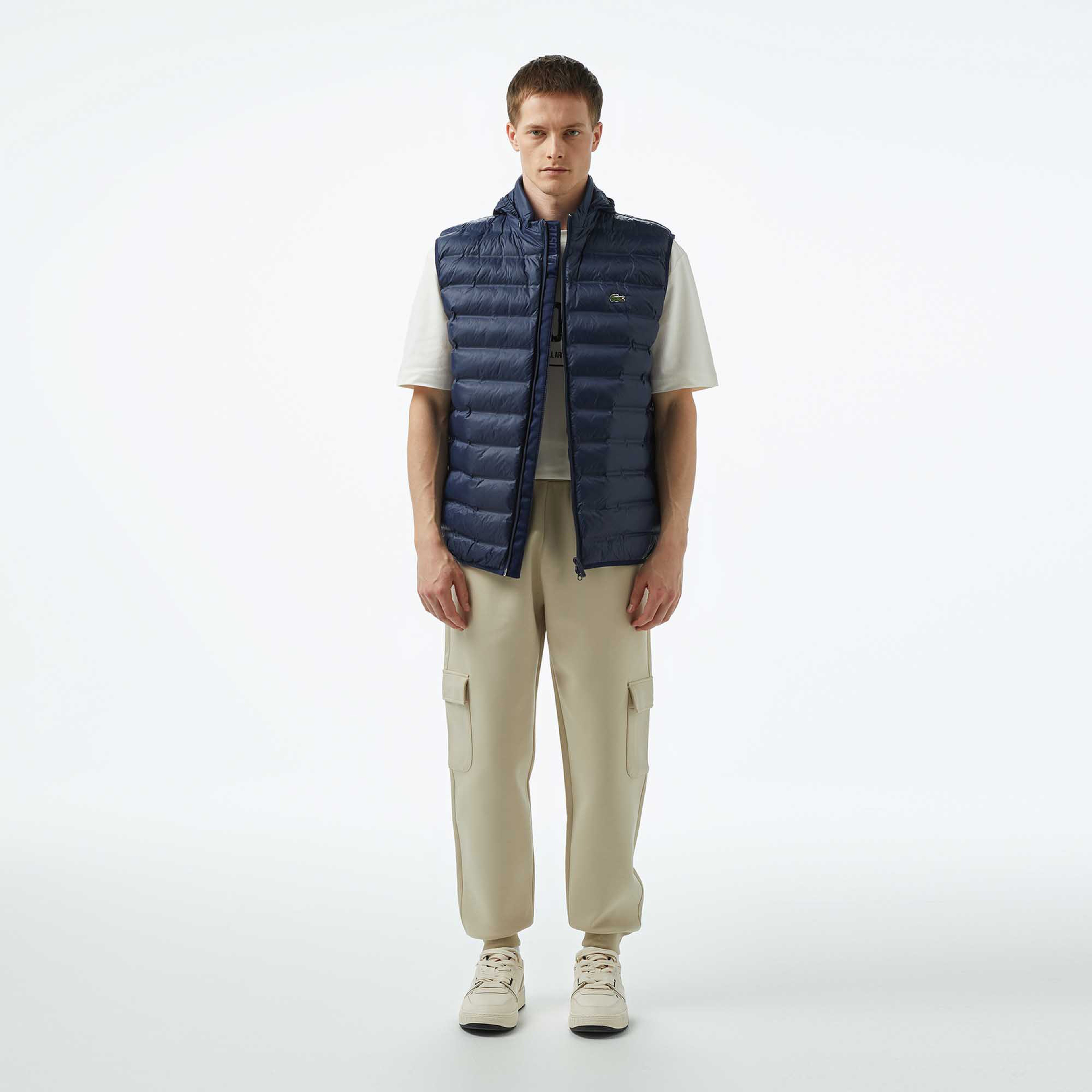 Erkek Slim Fit Kapüşonlu Lacivert Yelek