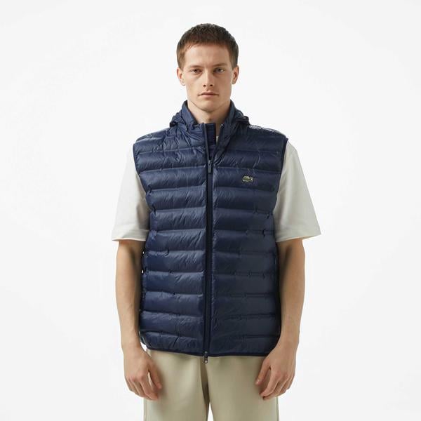 Erkek Slim Fit Kapüşonlu Lacivert Yelek