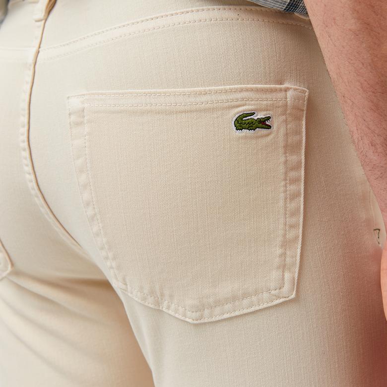 Erkek Slim Fit Krem Jean Pantolon