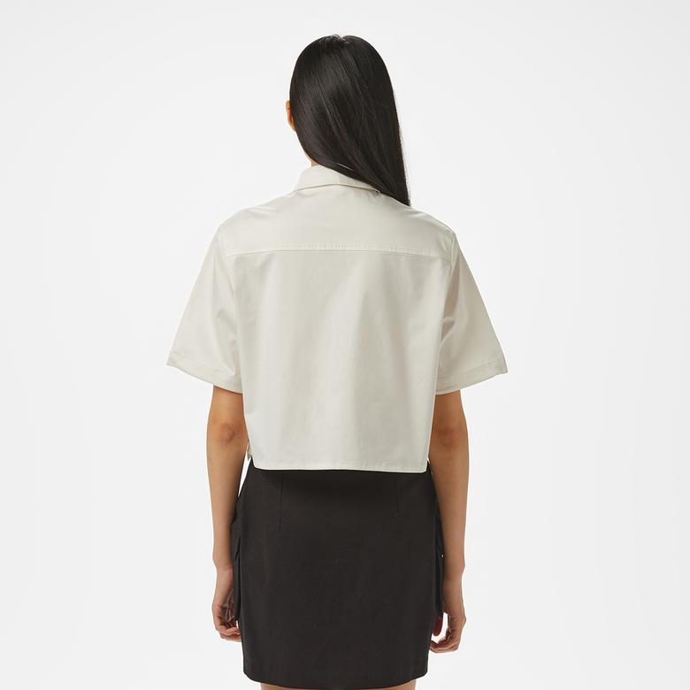 Kadın Regular Fit Yarım Kol Krem Gömlek