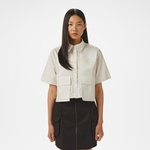 Kadın Regular Fit Yarım Kol Krem Gömlek