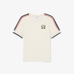 Kadın Slim Fit Bisiklet Yaka Renk Bloklu Krem T-Shirt