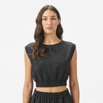 Kadın Regular Fit Kolsuz Bisiklet Yaka Siyah Bluz