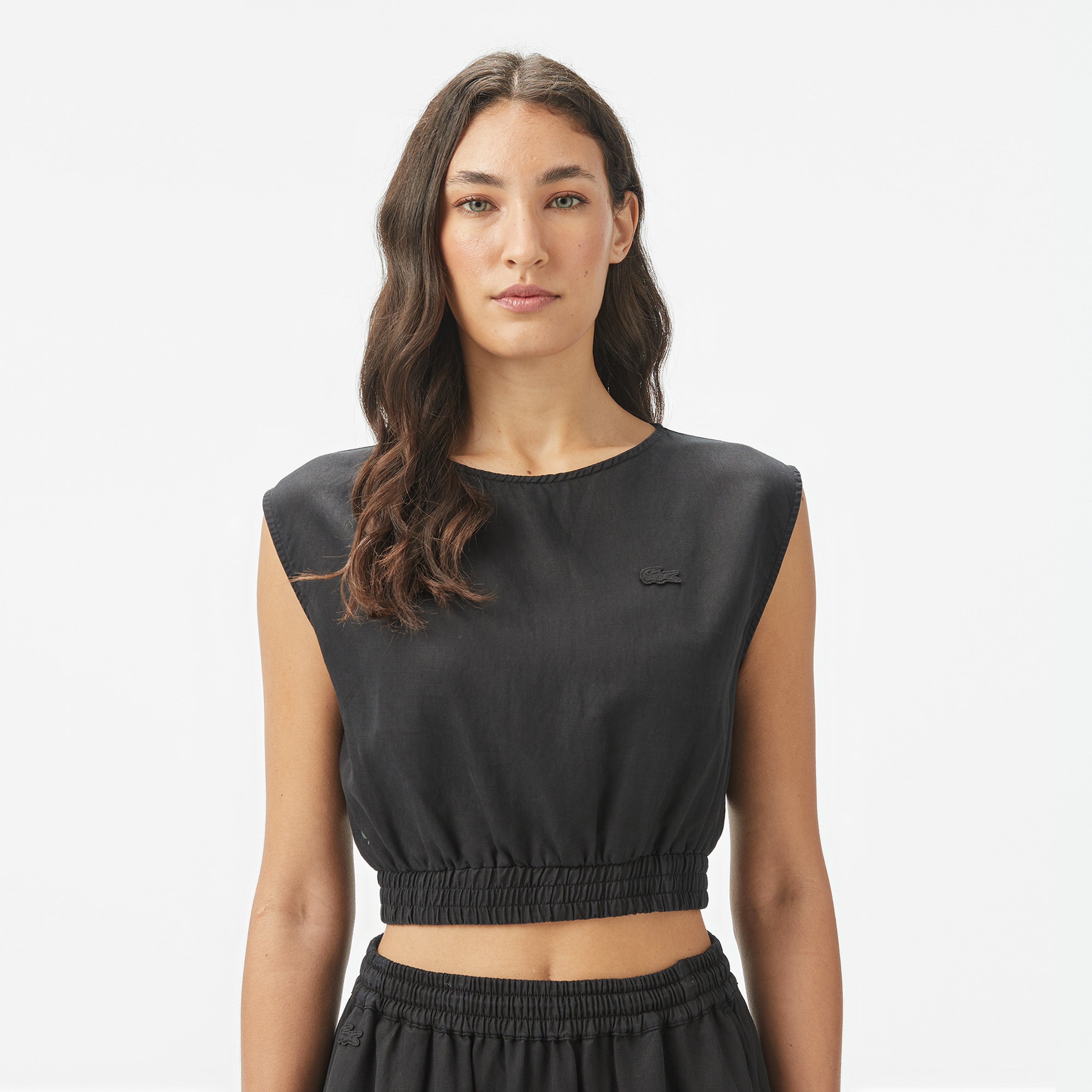 Kadın Regular Fit Kolsuz Bisiklet Yaka Siyah Bluz