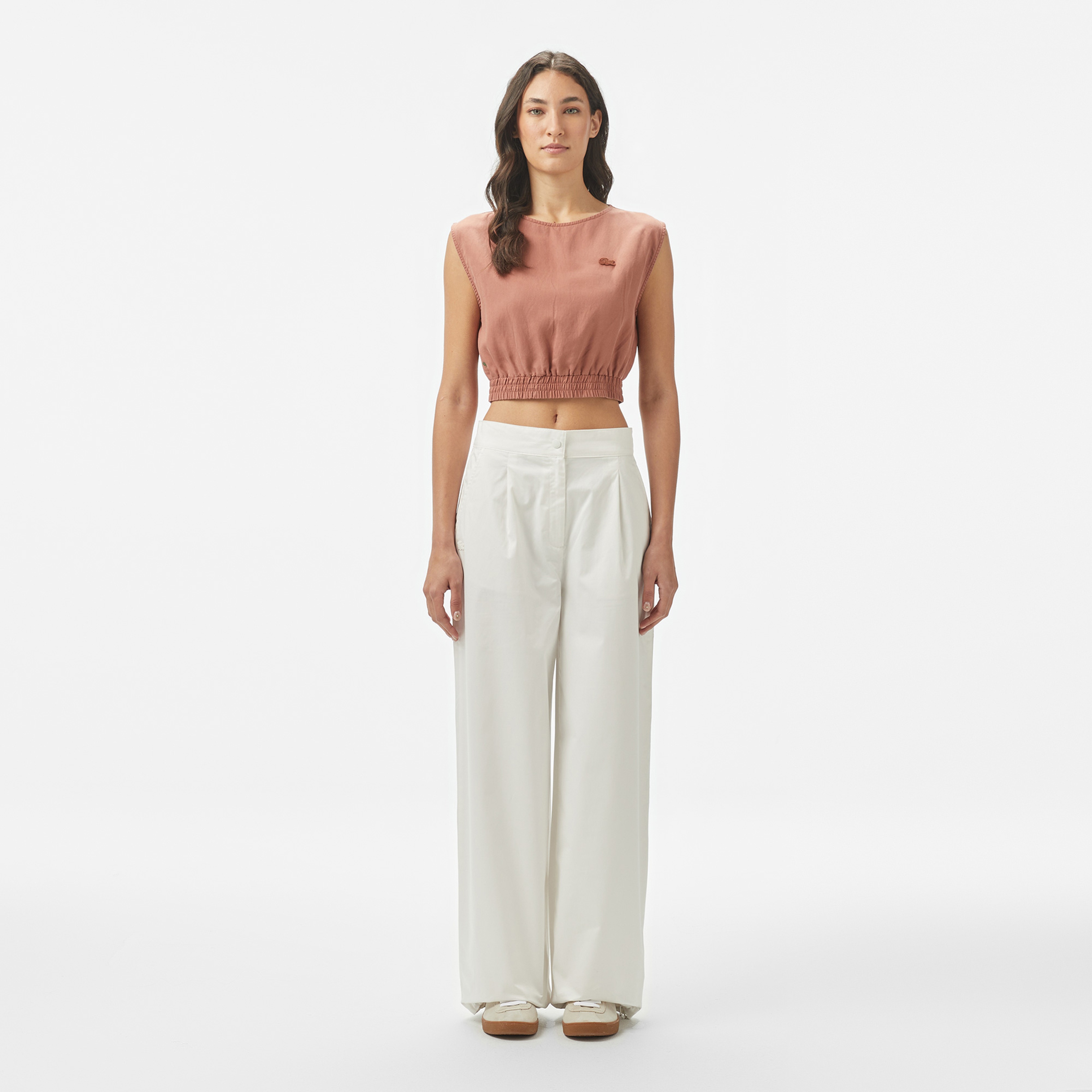 Kadın Regular Fit Kolsuz Bisiklet Yaka Kahverengi Bluz