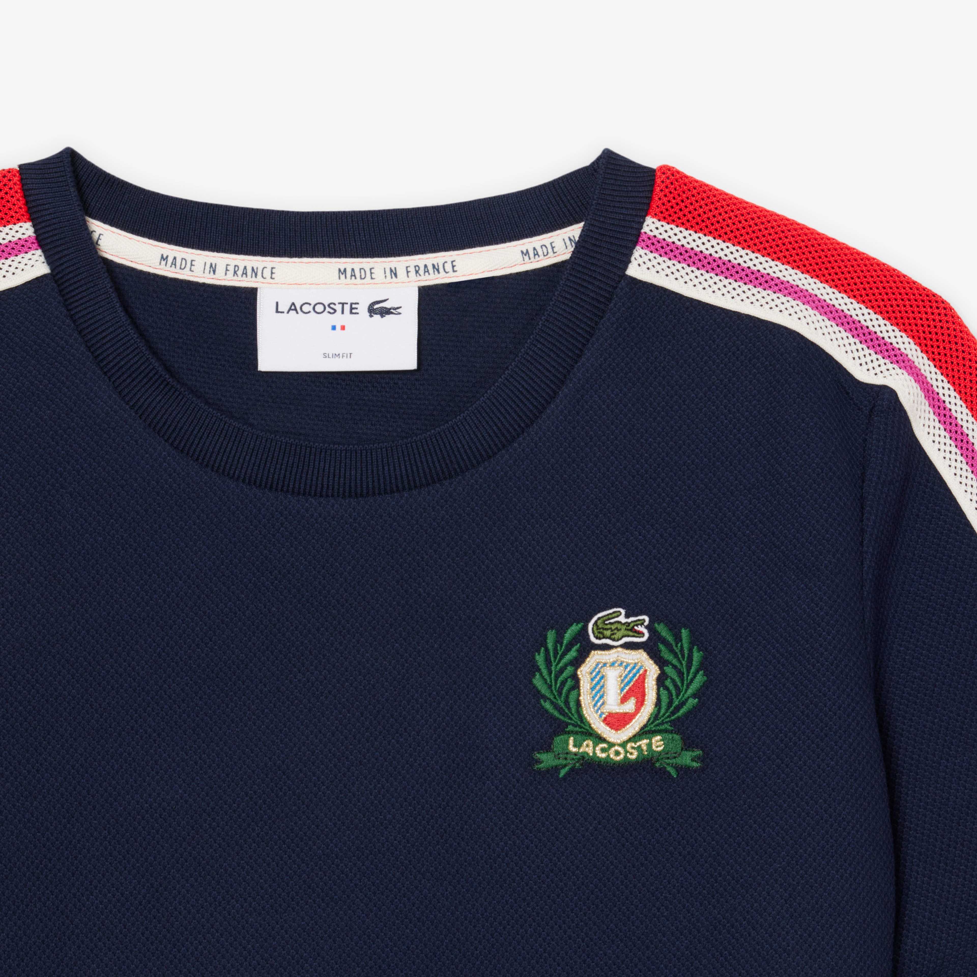 Kadın Slim Fit Bisiklet Yaka Renk Bloklu Lacivert T-Shirt