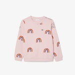 Çocuk Bisiklet Yaka Desenli Pembe Sweatshirt