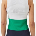 Kadın Slim Fit Kolsuz Bisiklet Yaka Renk Bloklu Lacivert Elbise