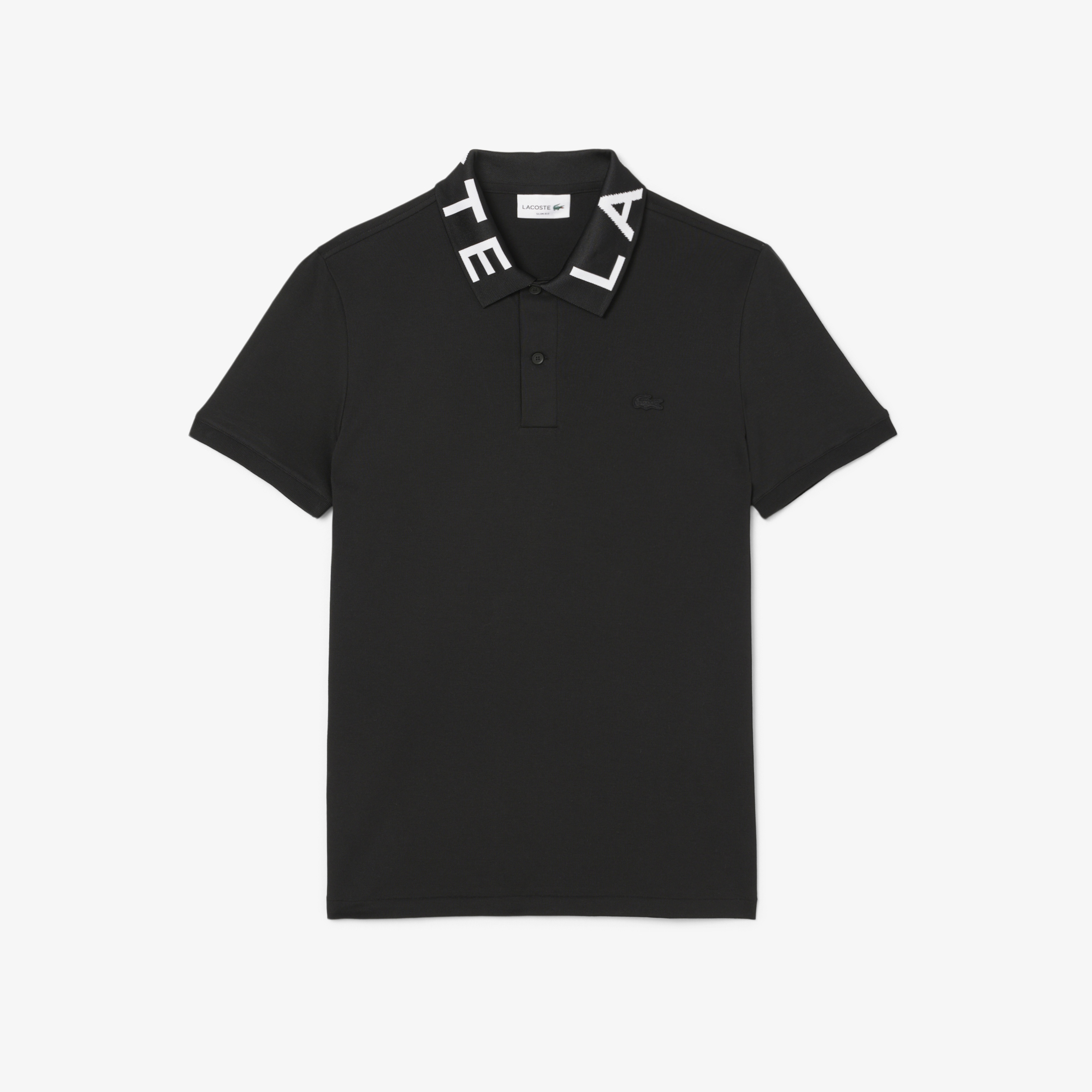 Erkek Slim Fit Baskılı Siyah Polo