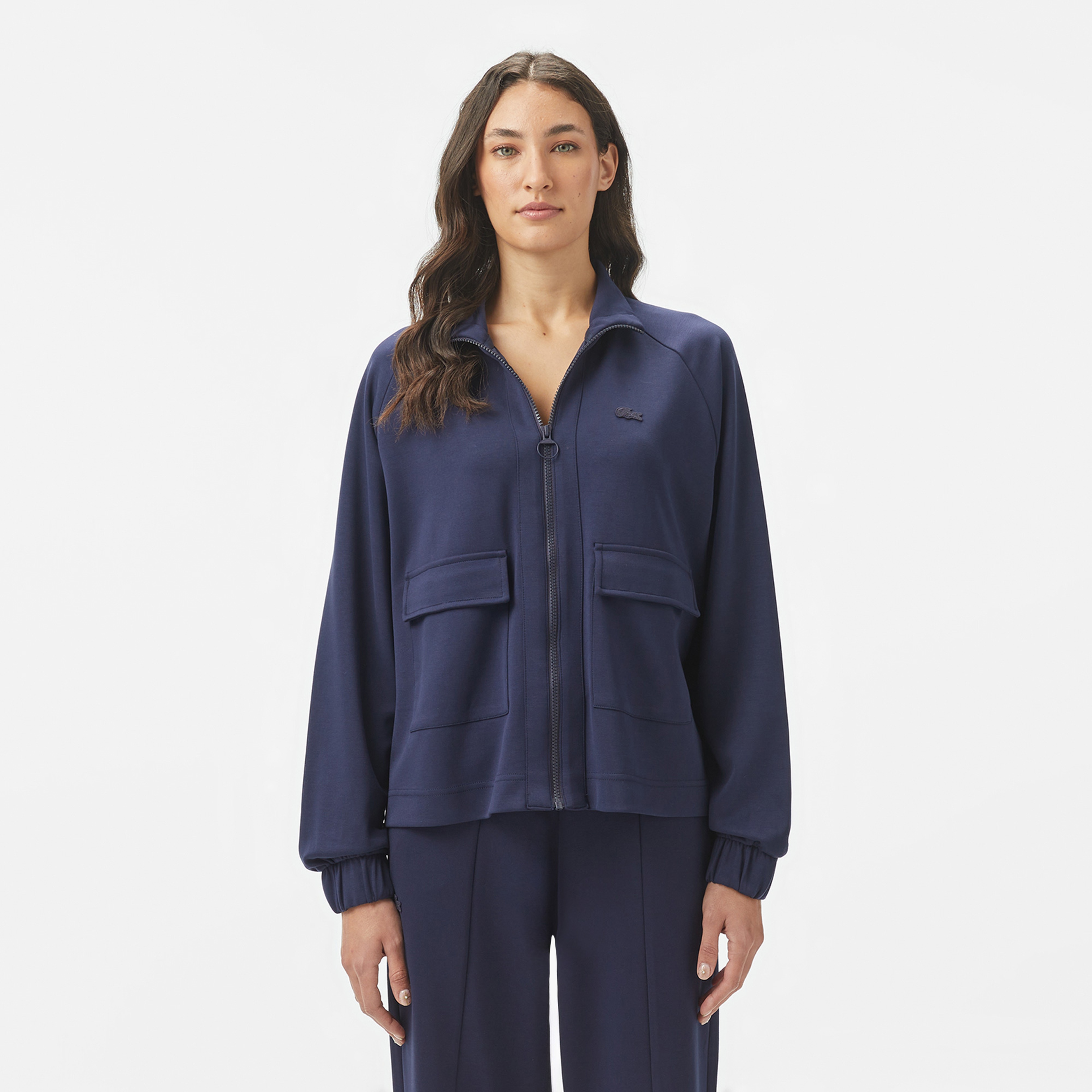 Kadın Loose Fit Fermuarlı Lacivert Sweatshirt