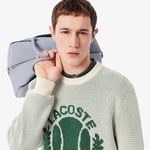 Erkek Classic Fit Bisiklet Yaka Desenli Krem Kazak