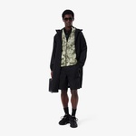 Erkek Kapüşonlu Baskılı Yeşil Ceket