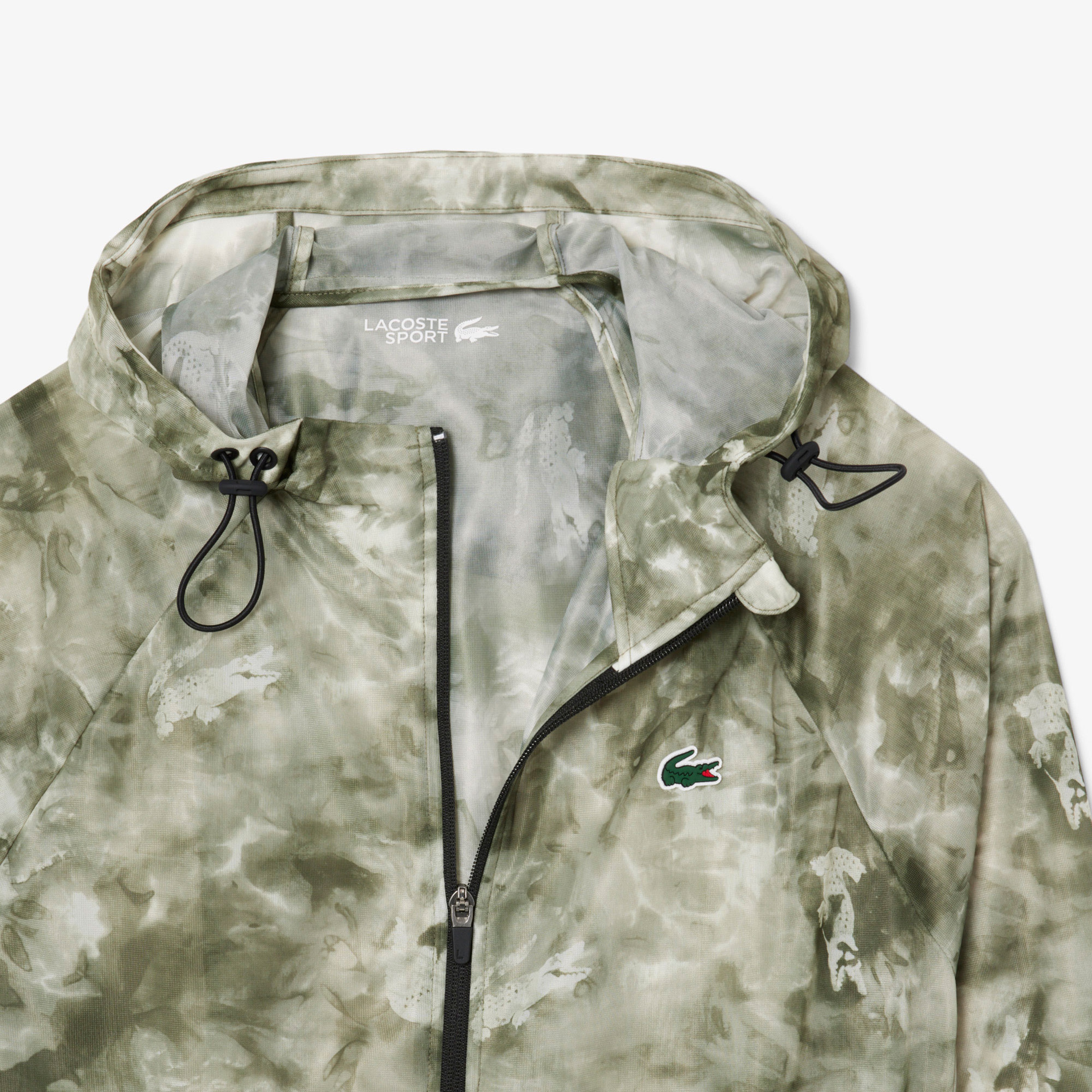 Erkek Kapüşonlu Baskılı Yeşil Ceket