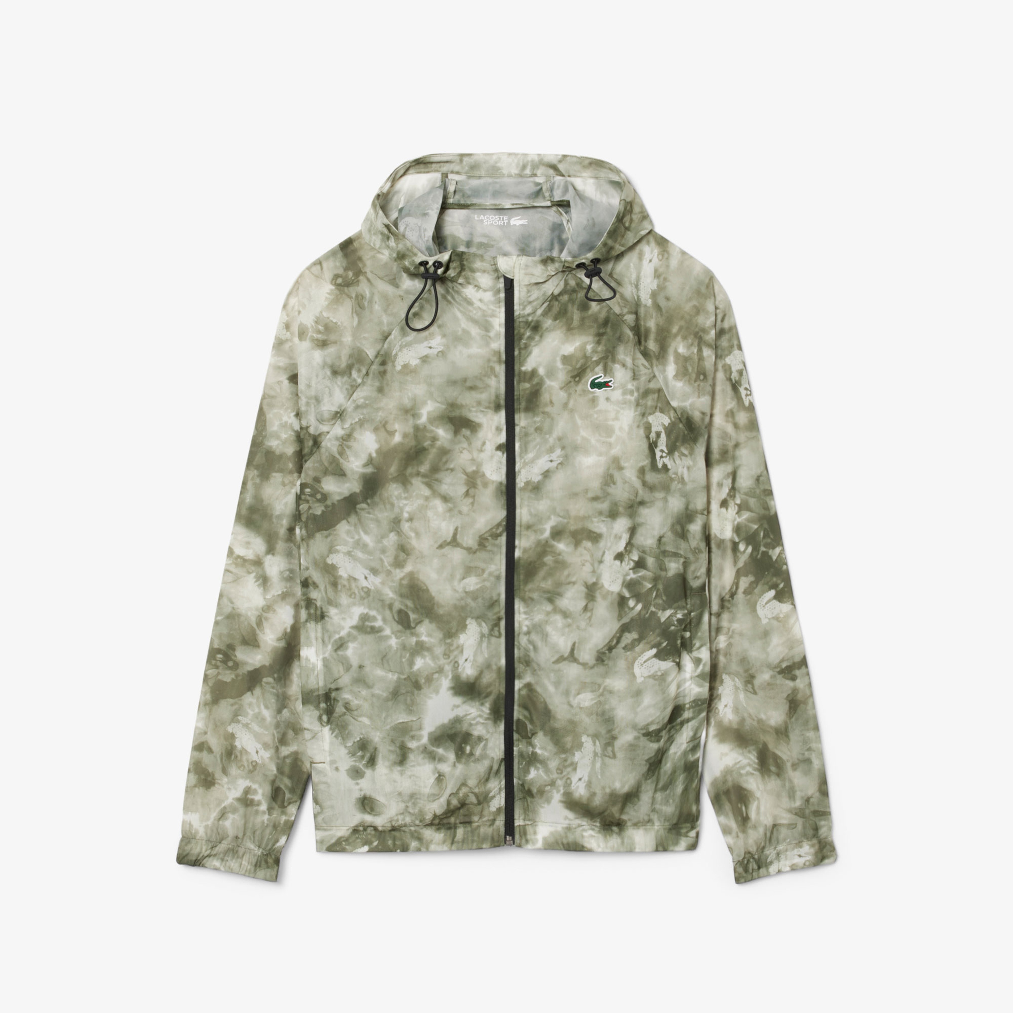 Erkek Kapüşonlu Baskılı Yeşil Ceket