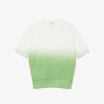 Kadın Classic Fit Kısa Kollu Bisiklet Yaka Renk Bloklu Yeşil Triko