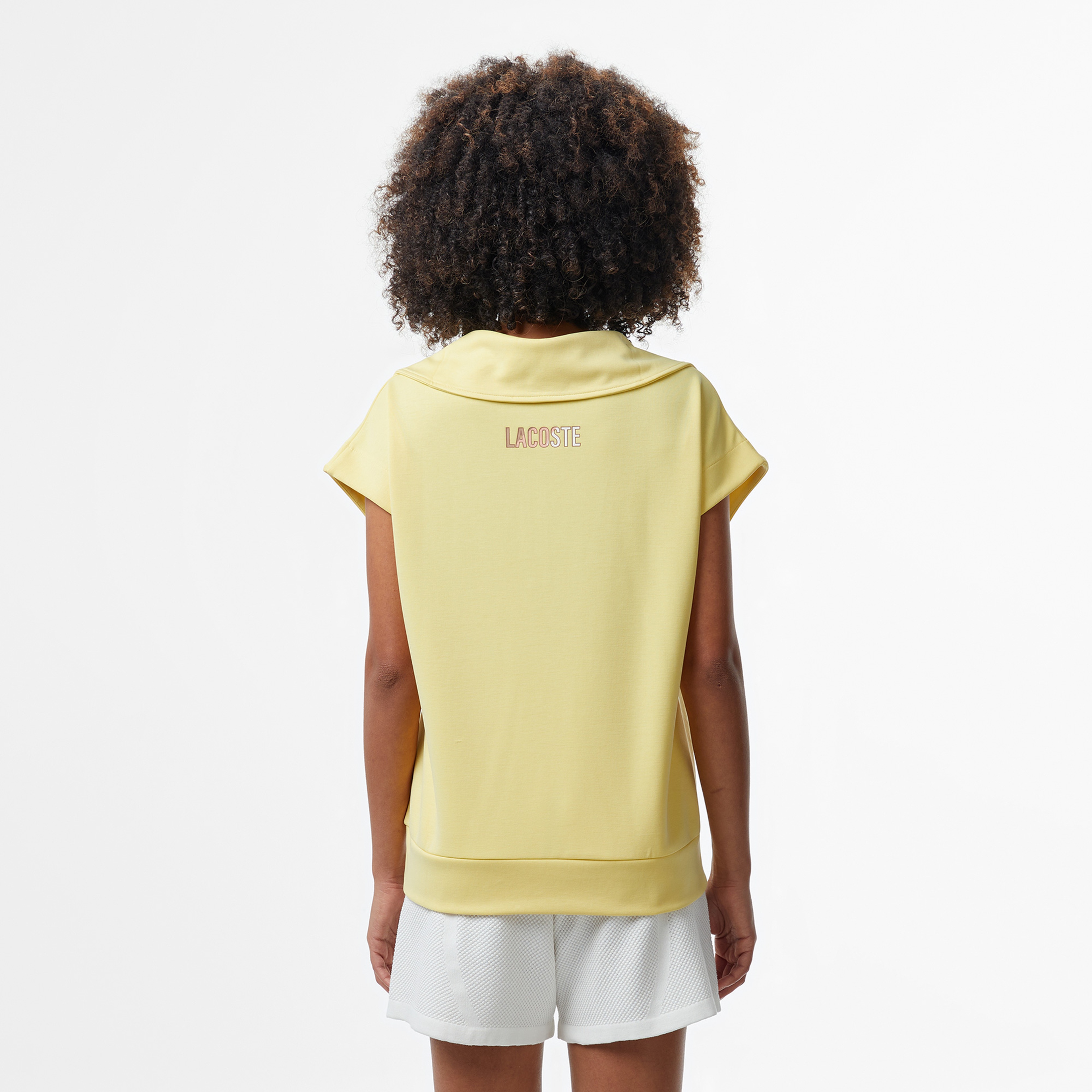 Kadın Kısa Kollu Yarım Fermuarlı Sarı Sweatshirt