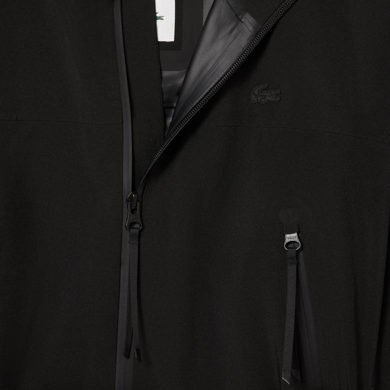 Kadın Oversize Fit Kapüşonlu Siyah Trençkot