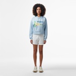 Kadın Relaxed Fit Kapüşonlu Baskılı Açık Mavi Sweatshirt