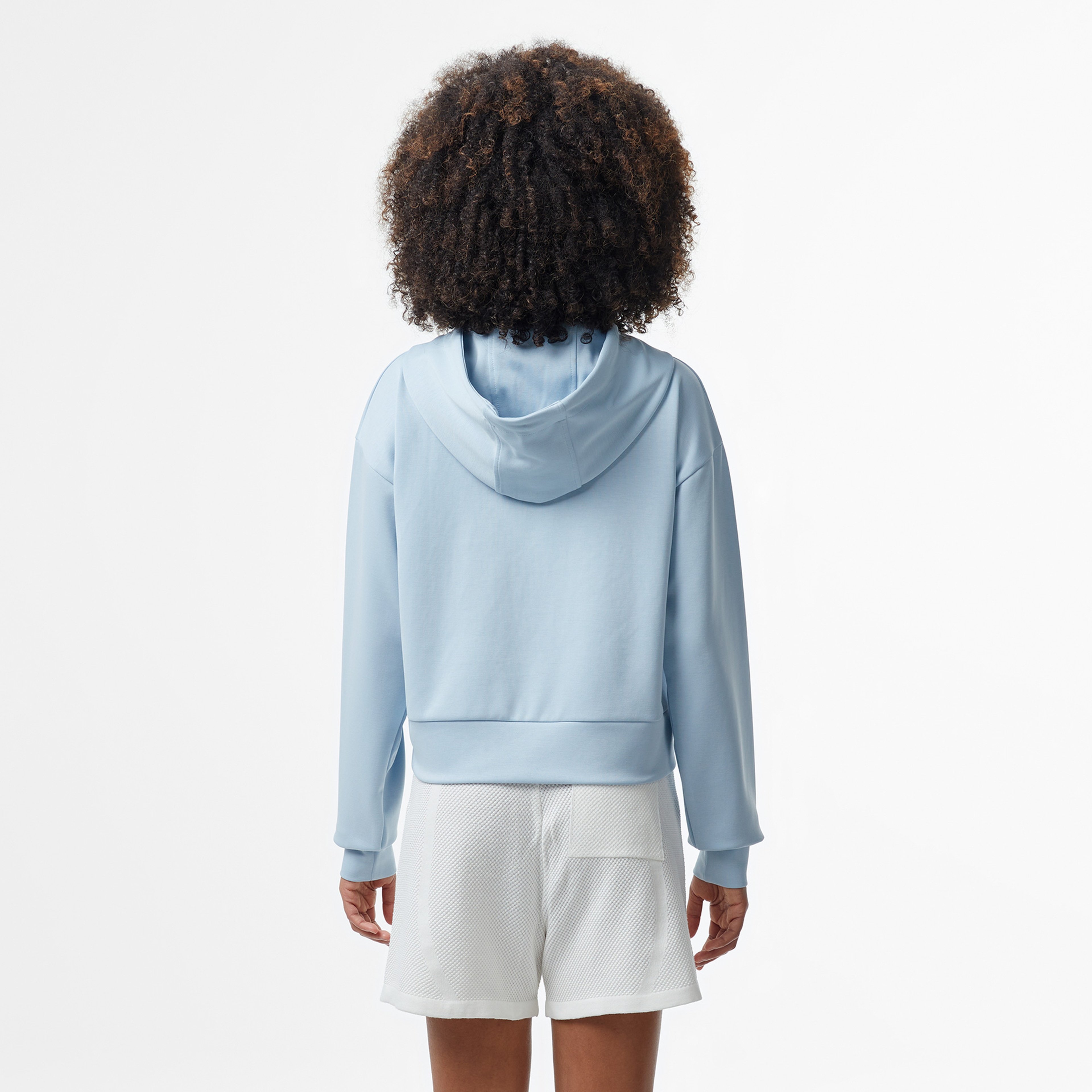 Kadın Relaxed Fit Kapüşonlu Baskılı Açık Mavi Sweatshirt