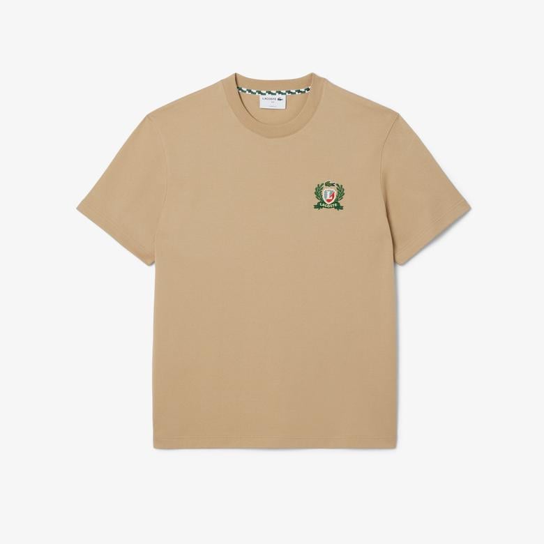 Erkek Classic Fit Bisiklet Yaka Bej T-Shirt