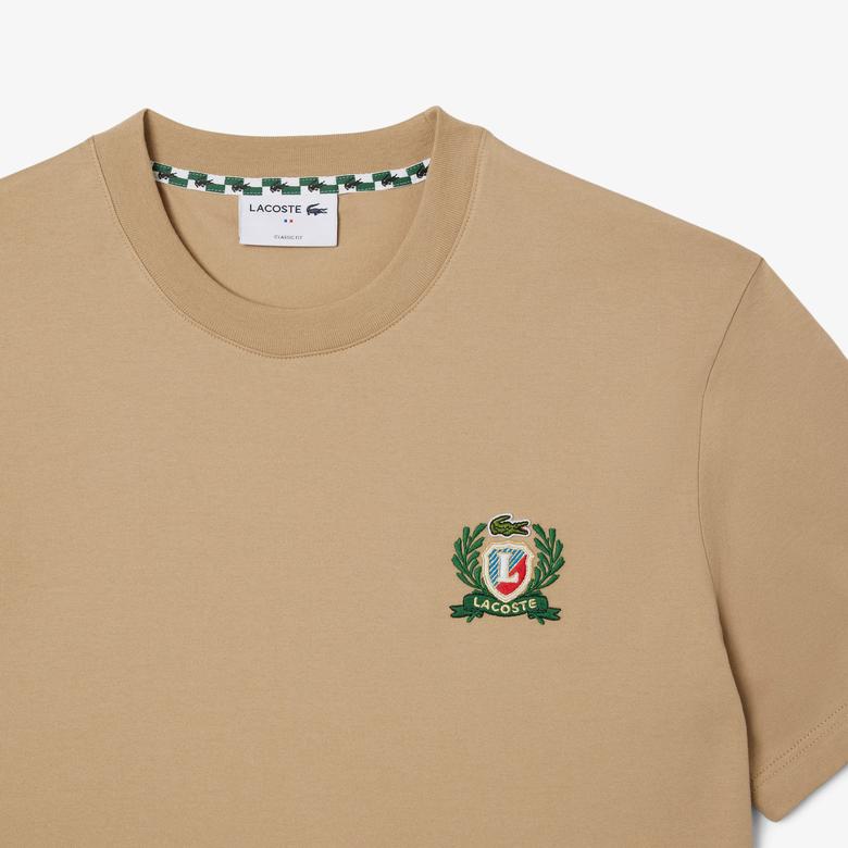 Erkek Classic Fit Bisiklet Yaka Bej T-Shirt