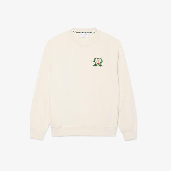 Erkek Classic Fit Bisiklet Yaka Krem Sweatshirt
