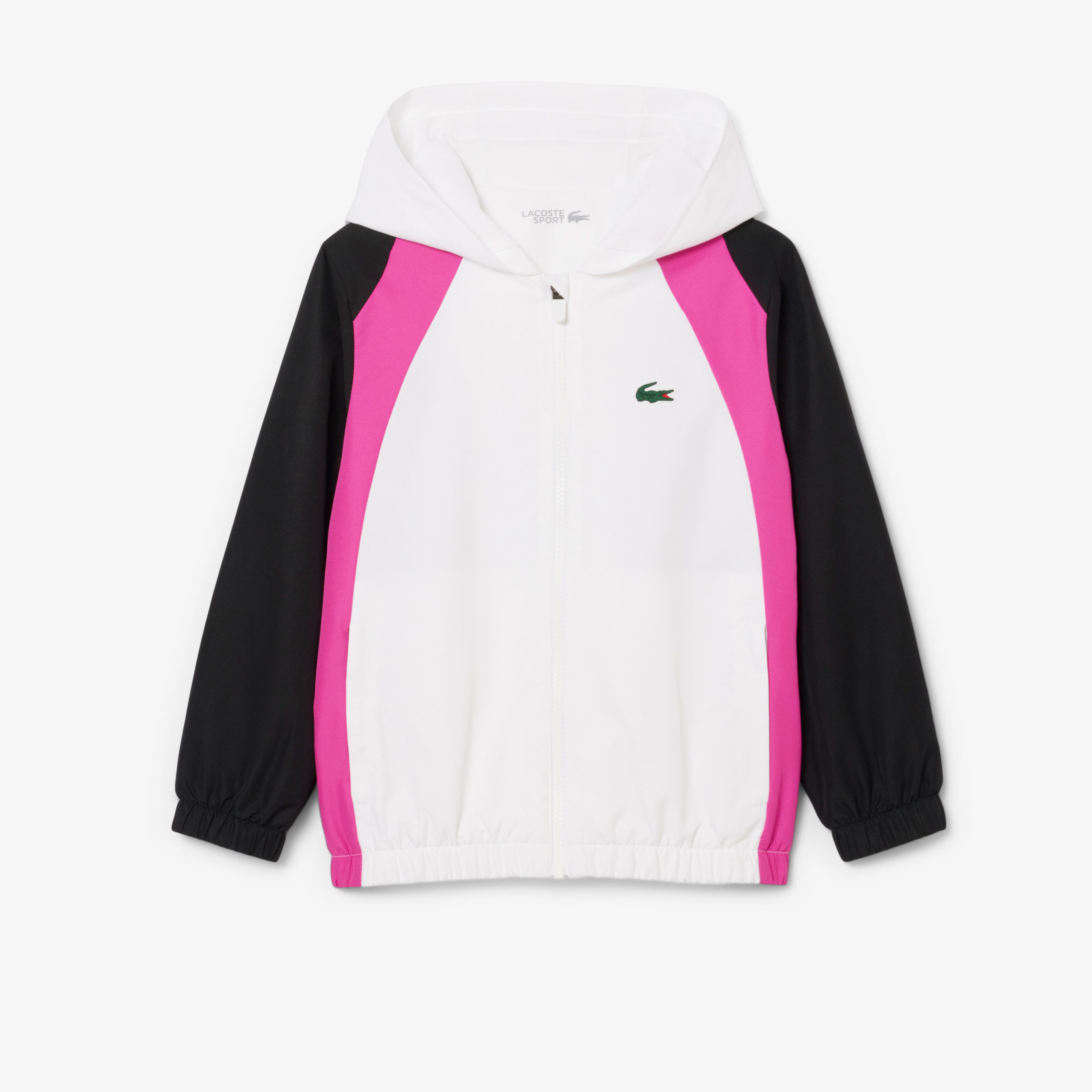 Lacoste Erkek Çocuk Kapüşonlu Renk Bloklu Beyaz Eşofman Takımı