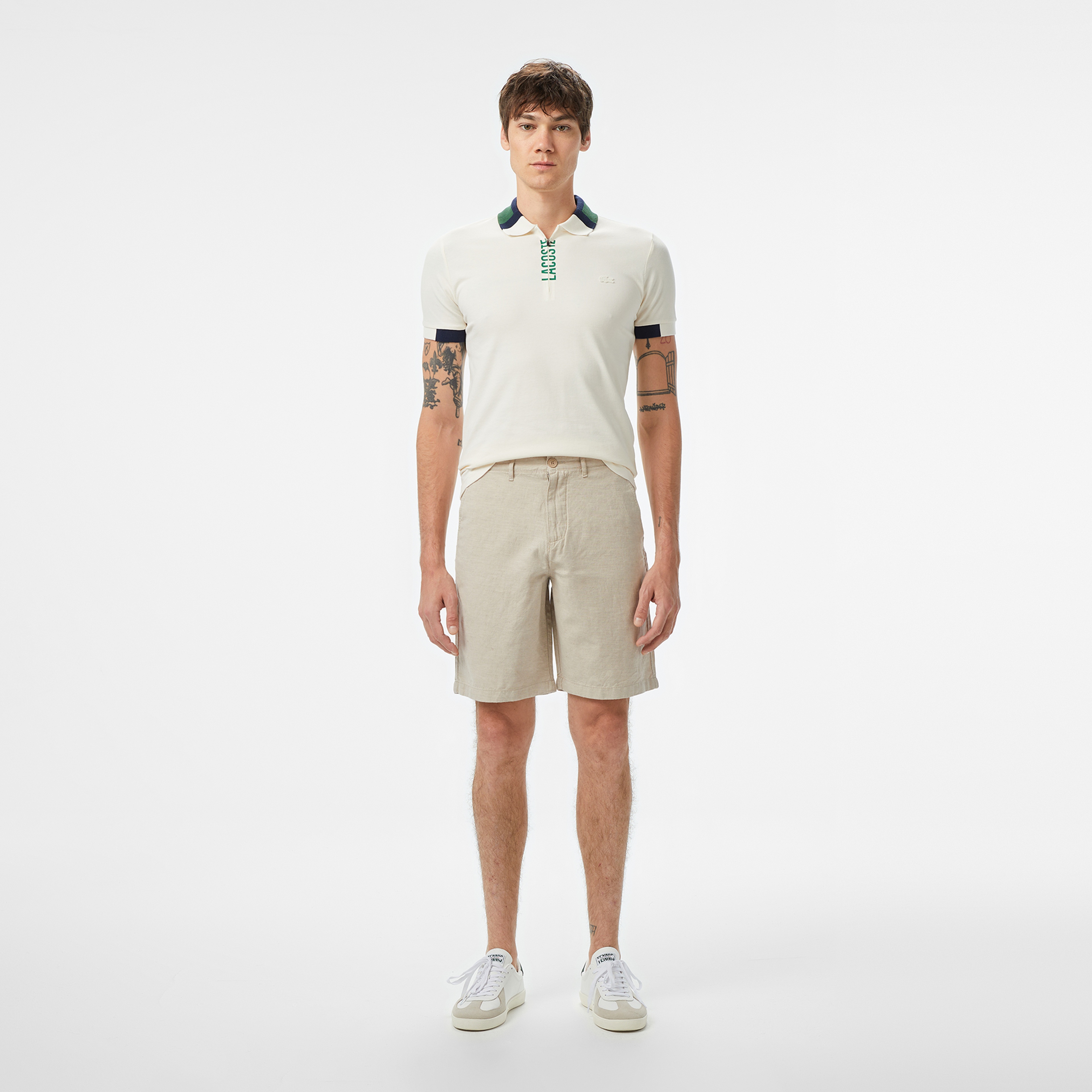 Erkek Slim Fit Bej Bermuda Şort