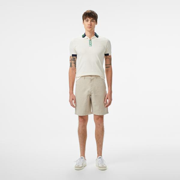 Erkek Slim Fit Bej Bermuda Şort