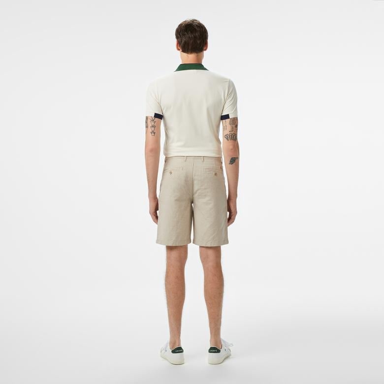 Erkek Slim Fit Bej Bermuda Şort