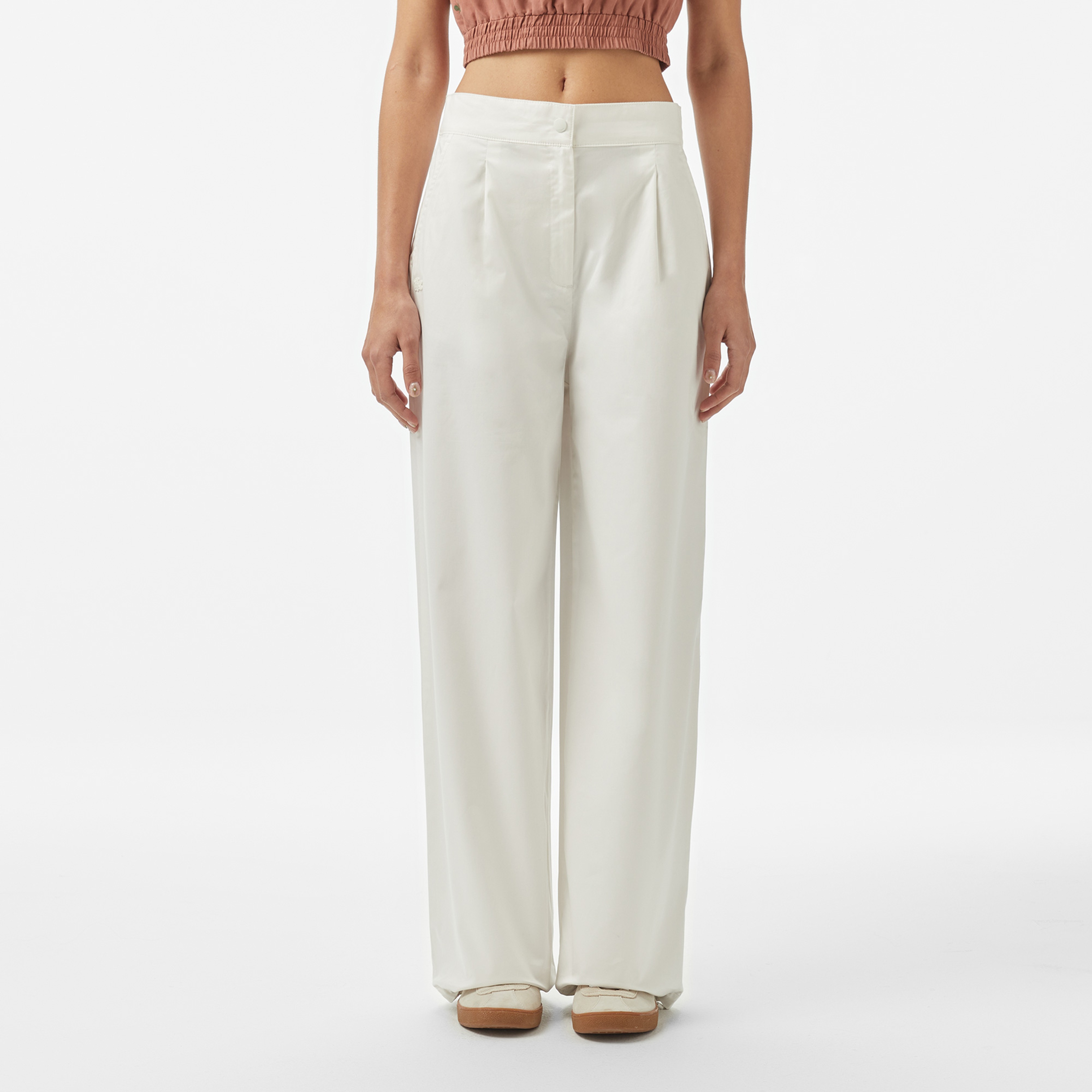 Kadın Relaxed Fit Beyaz Pantolon