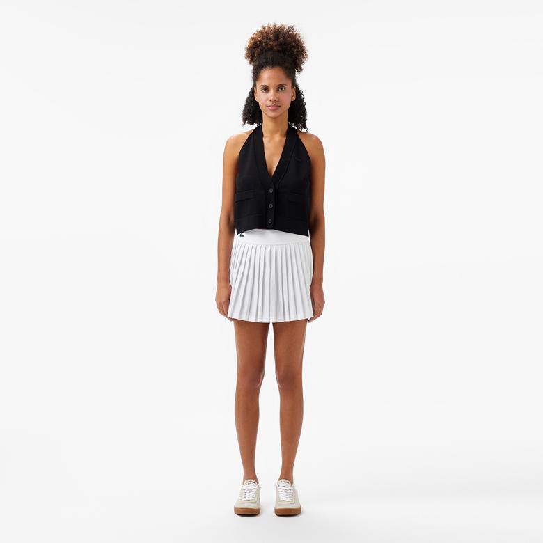 Kadın Kolsuz V Yaka Siyah Triko