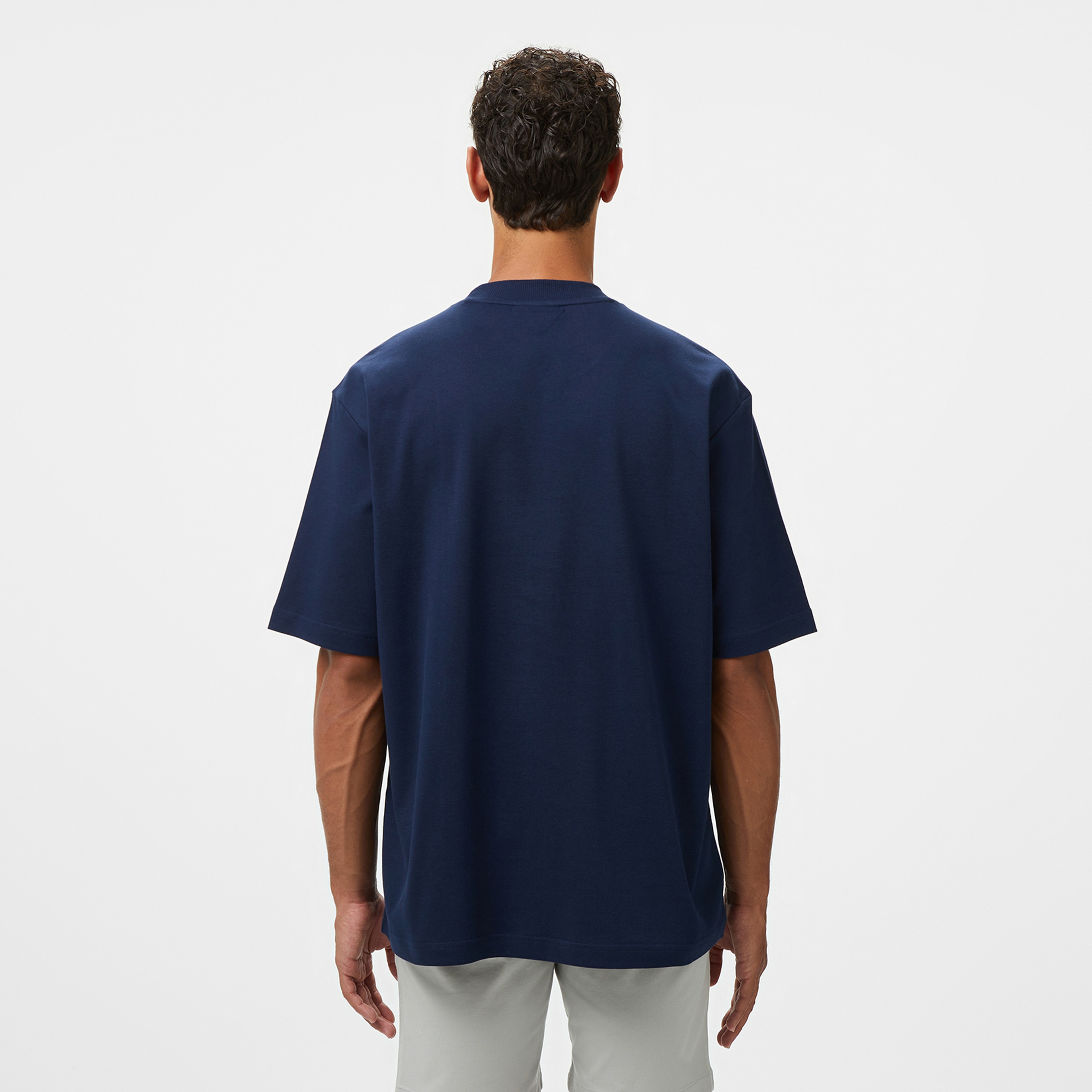 Erkek Bisiklet Yaka Baskılı Lacivert T-Shirt