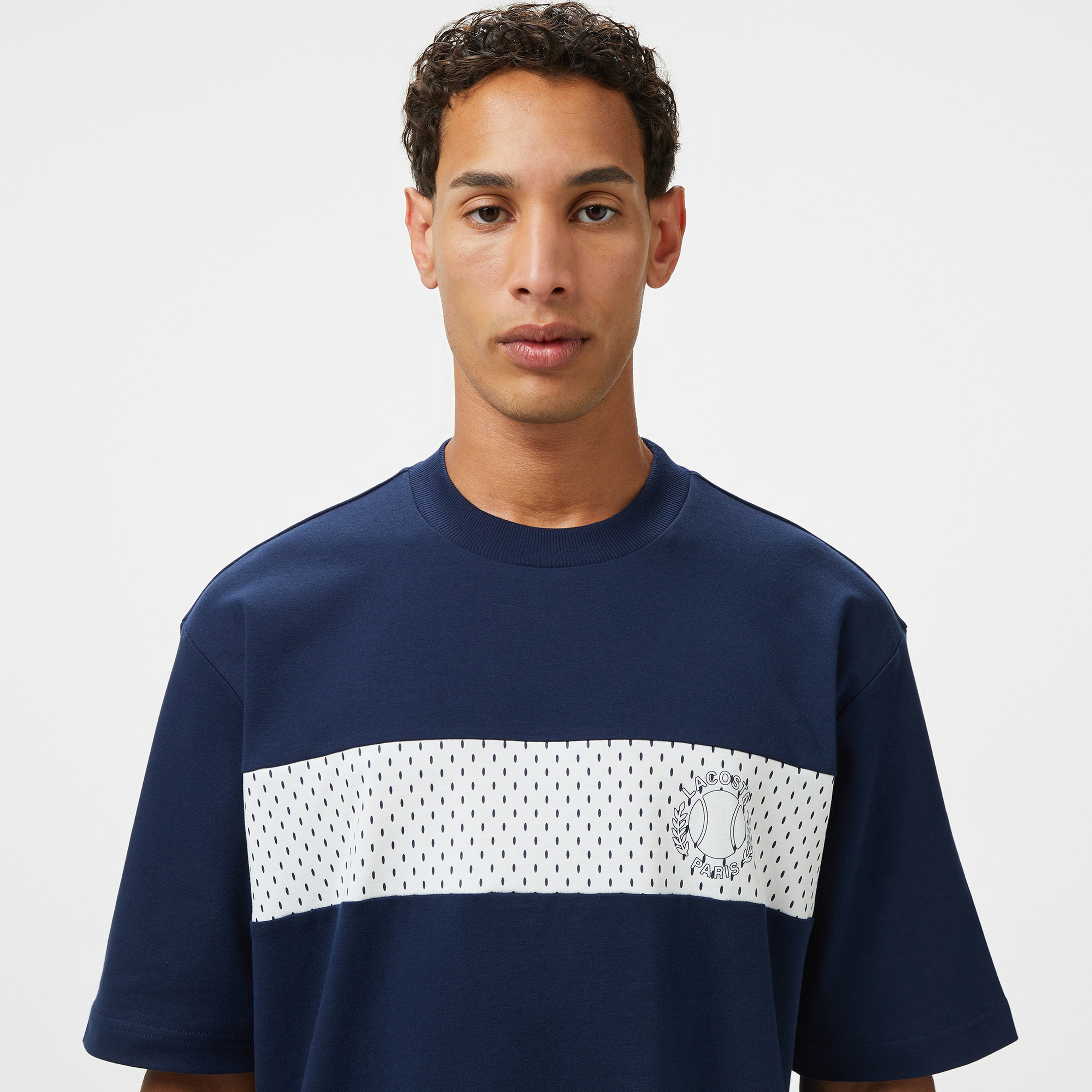 Erkek Bisiklet Yaka Baskılı Lacivert T-Shirt