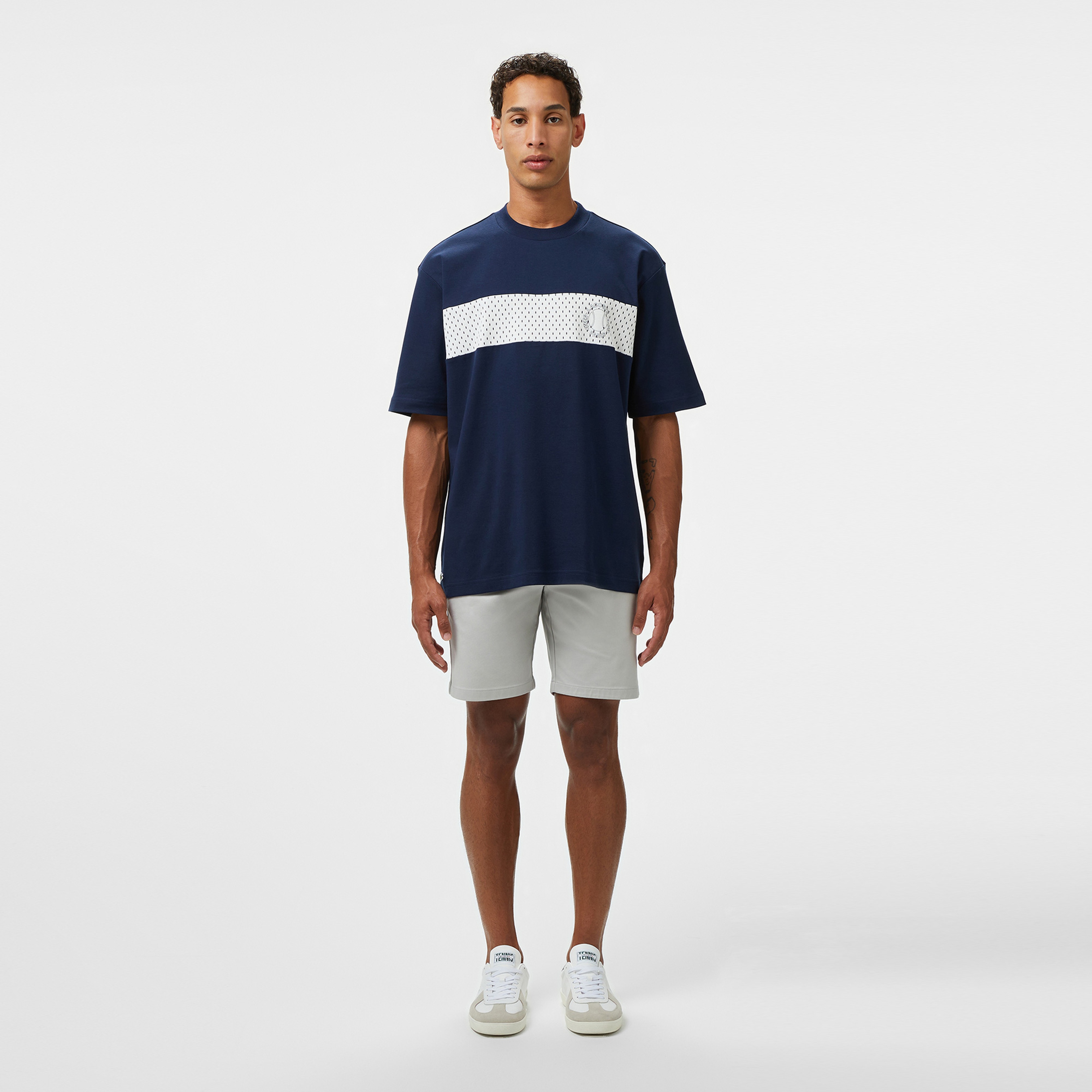 Erkek Bisiklet Yaka Baskılı Lacivert T-Shirt