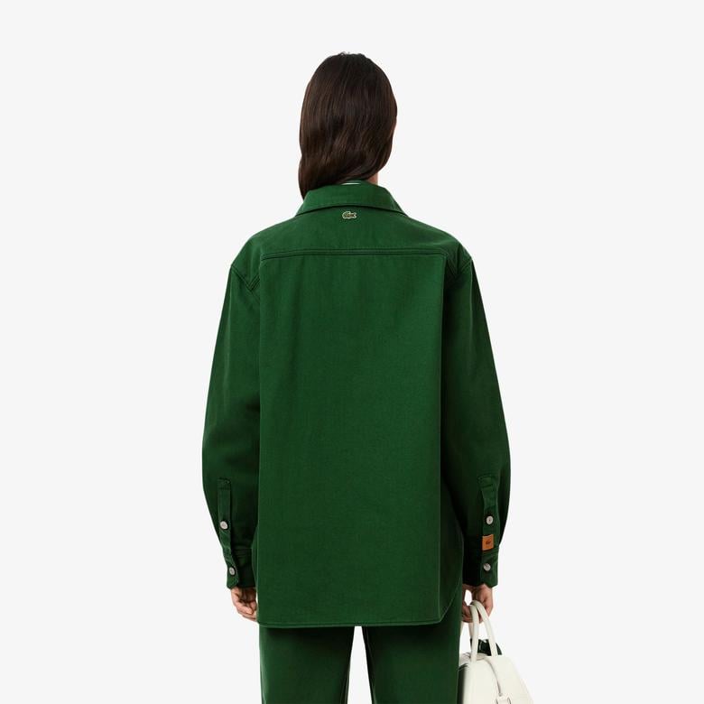 Kadın Relaxed Fit Denim Yeşil Ceket