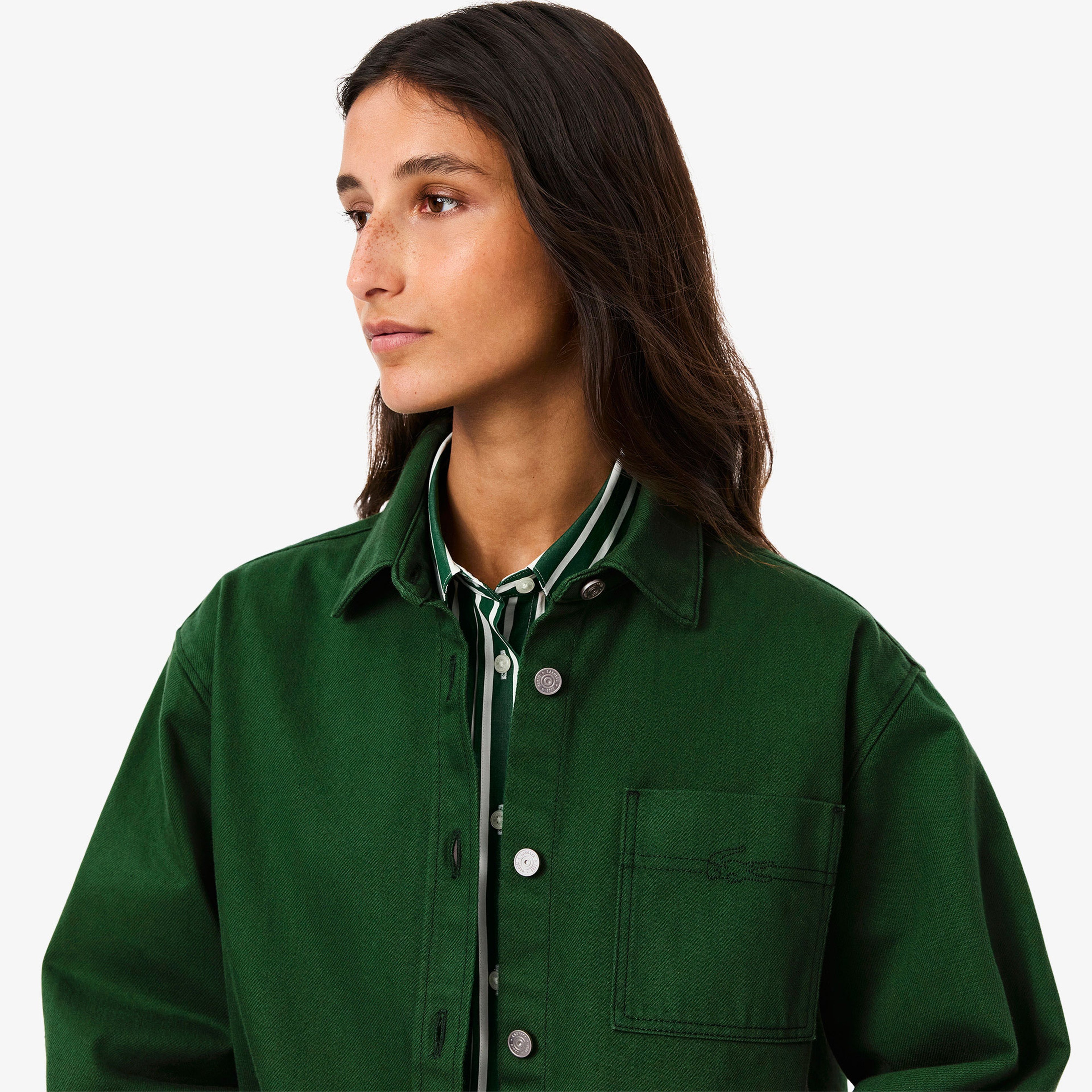 Kadın Relaxed Fit Denim Yeşil Ceket