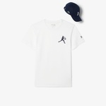 Tennis x Novak Djokovic Erkek Regular Fit Bisiklet Yaka Baskılı Beyaz T-Shirt & Şapka Seti