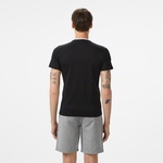 Erkek Slim Fit Bisiklet Yaka Baskılı Siyah T-Shirt