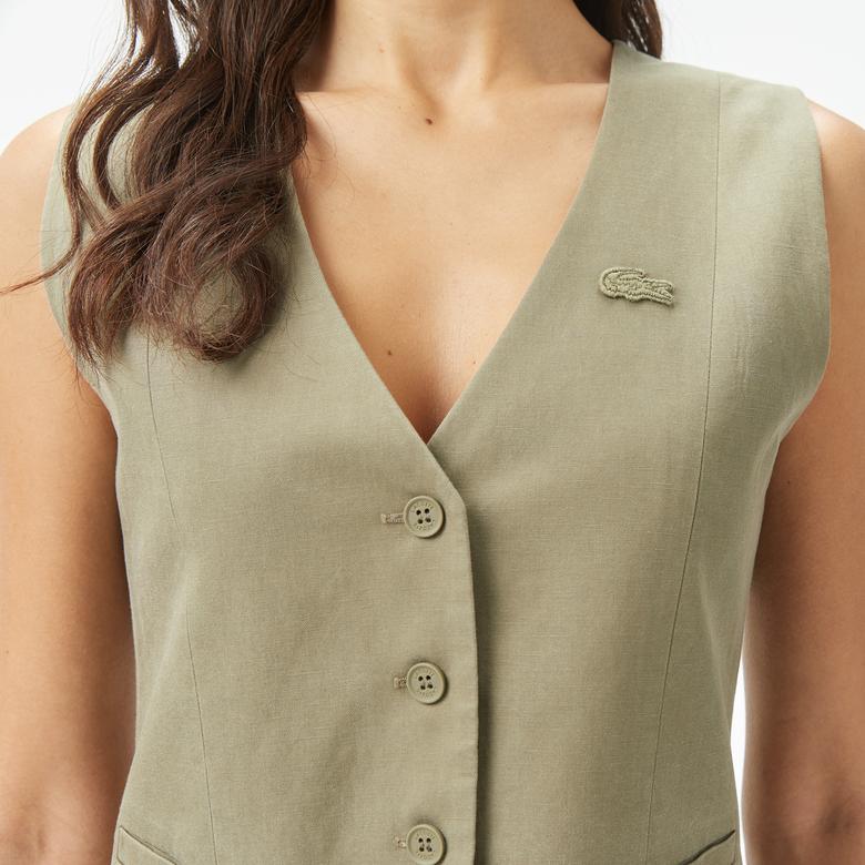 Kadın Slim Fit Haki Yelek