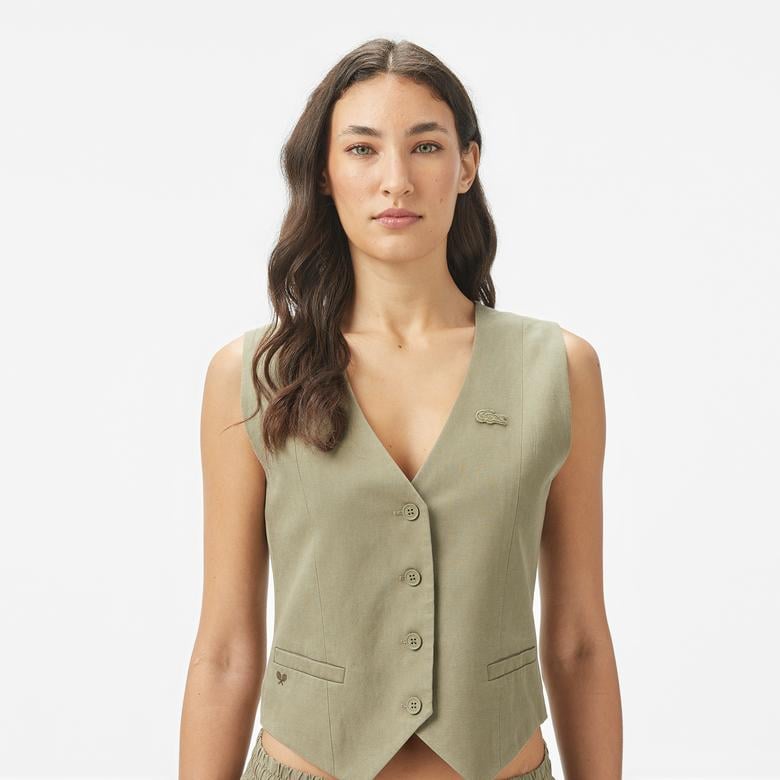 Kadın Slim Fit Haki Yelek