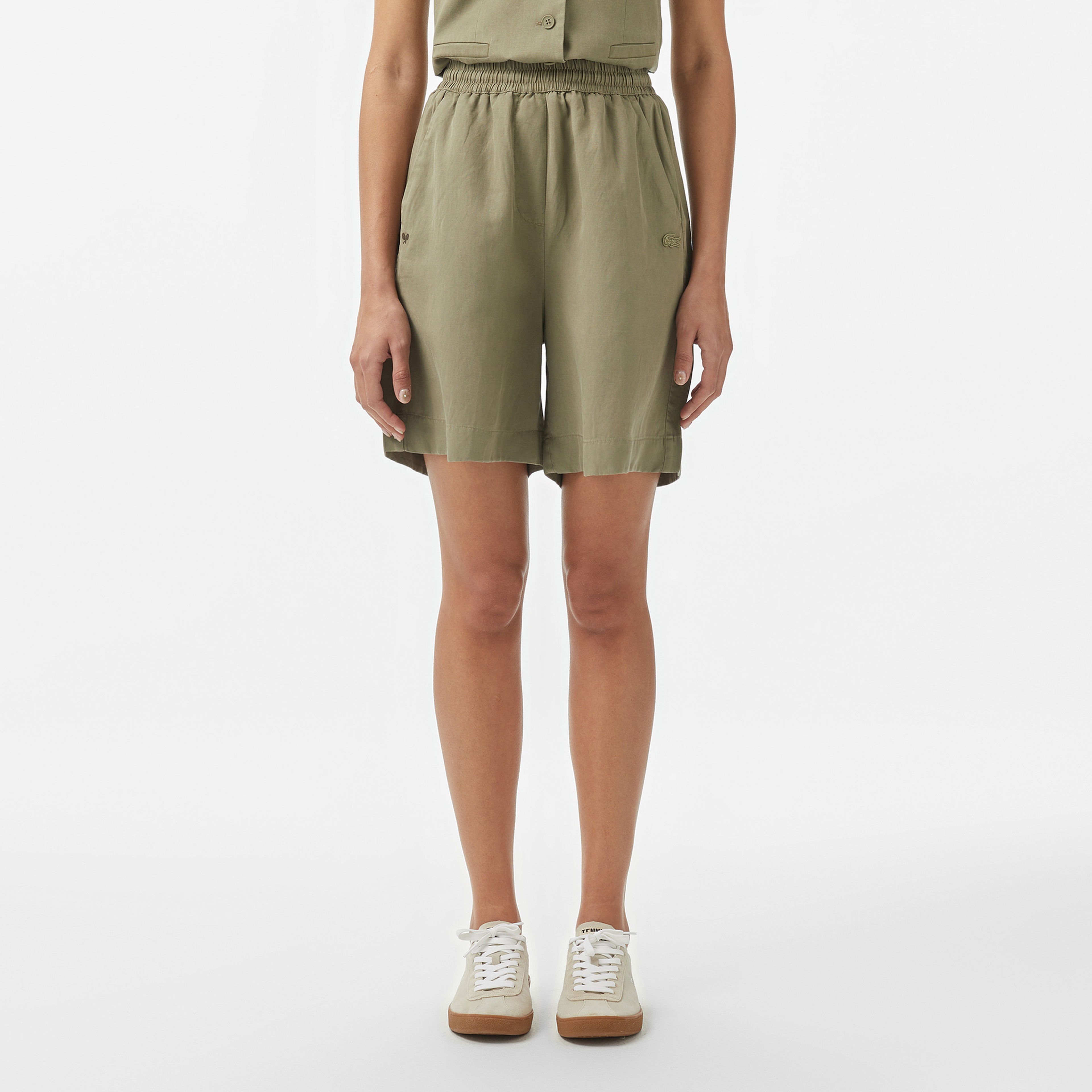 Kadın Regular Fit Haki Bermuda Şort