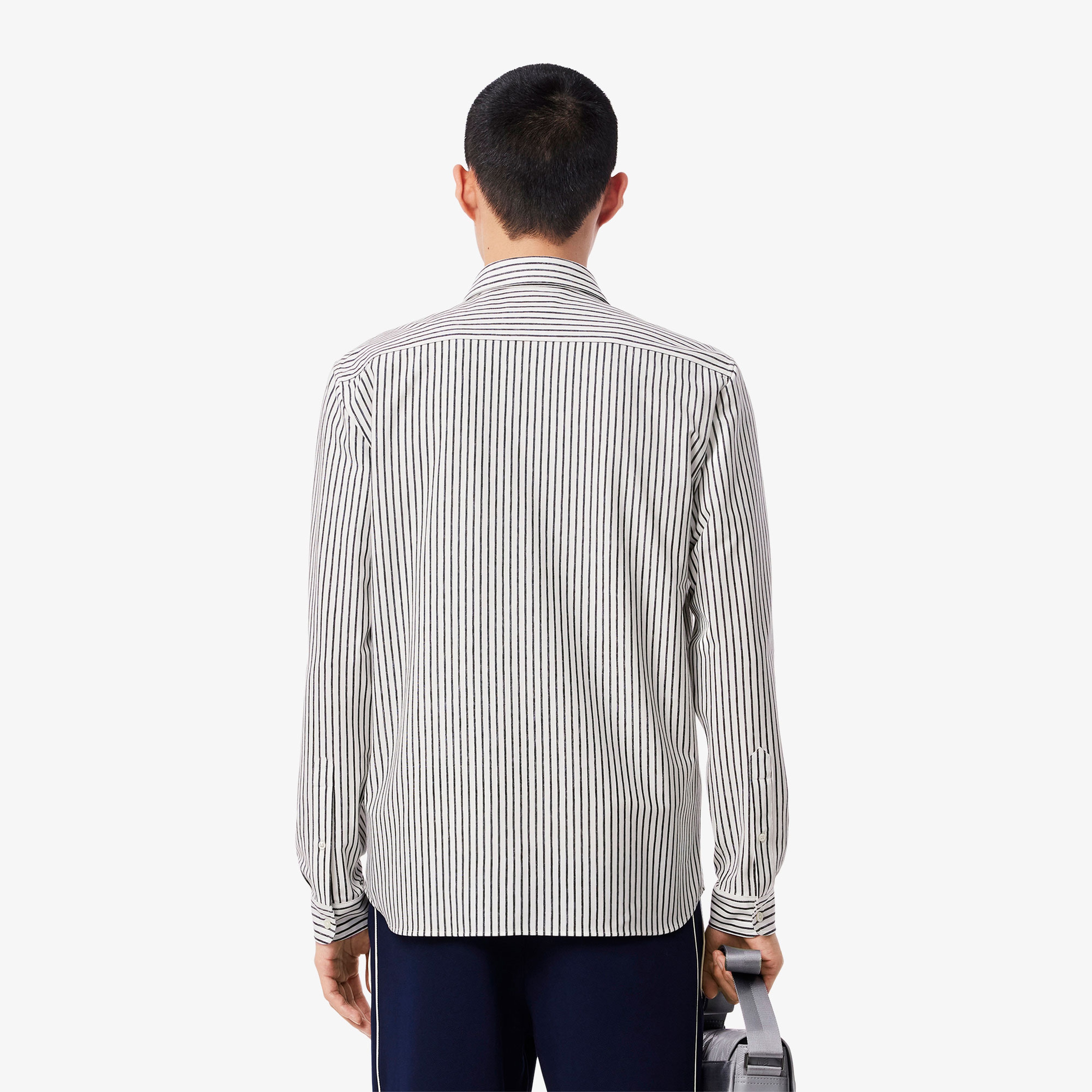 Erkek Regular Fit Çizgili Beyaz Gömlek