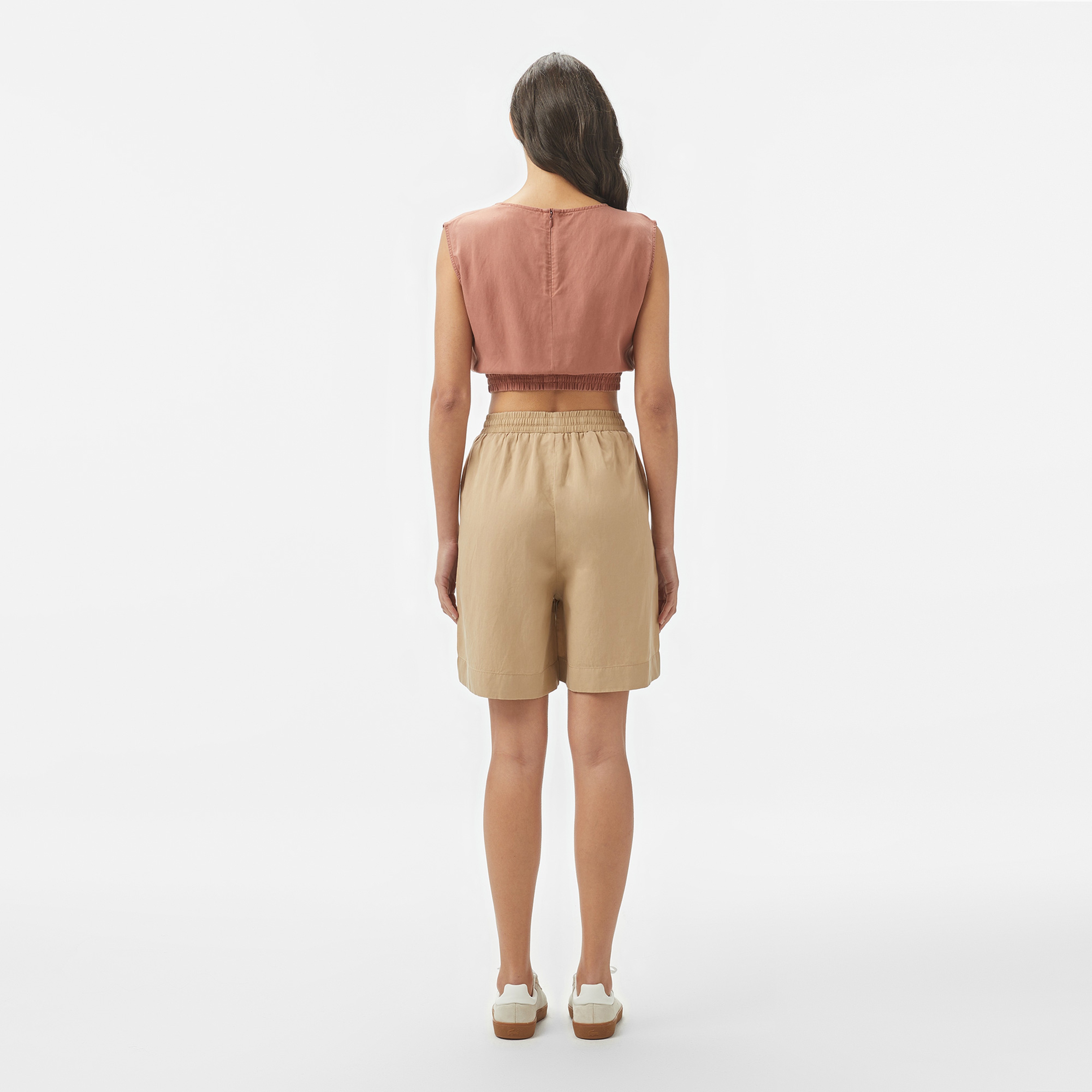 Kadın Regular Fit Bej Bermuda Şort