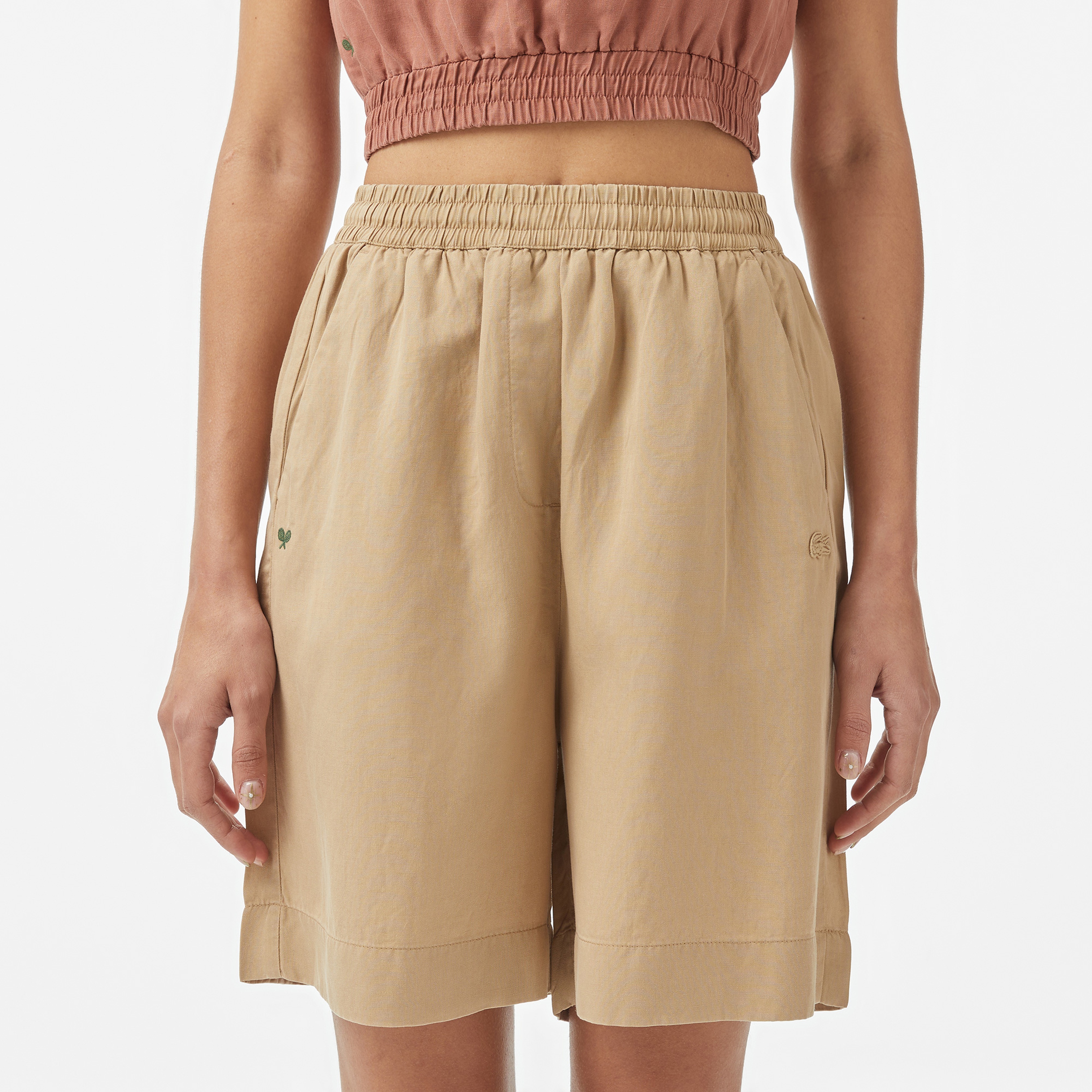 Kadın Regular Fit Bej Bermuda Şort