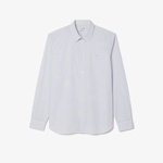 Erkek Regular Fit Çizgili Açık Mavi Gömlek