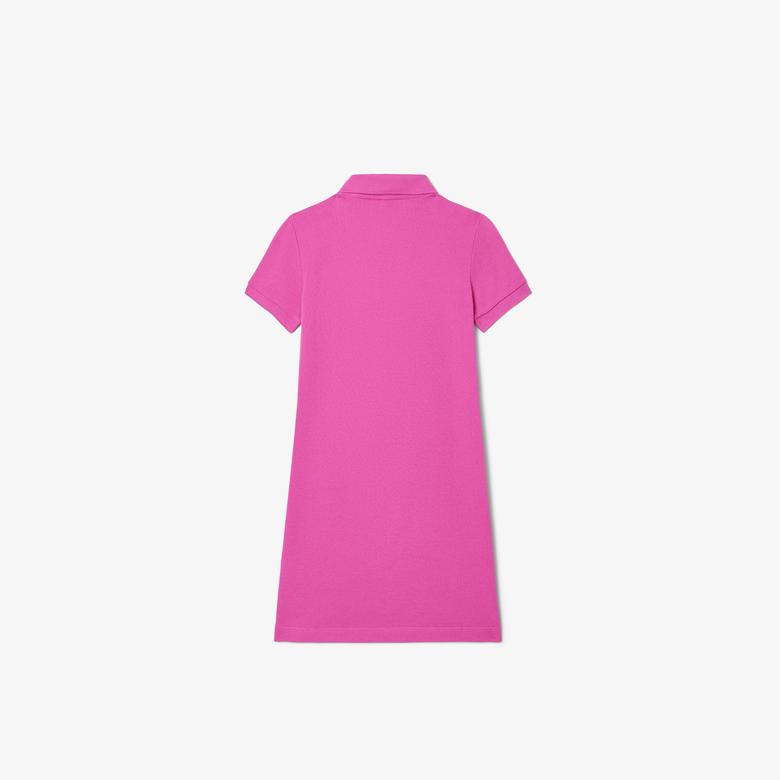 Kız Çocuk Kısa Kollu Polo Yaka Pembe Elbise